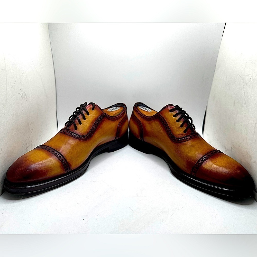 STUNNING Zampiere Burnished Calf-Skin Leather Cap-Toe Oxfords 🤩🤩🤩 MINT COND. - Picture 13 of 16